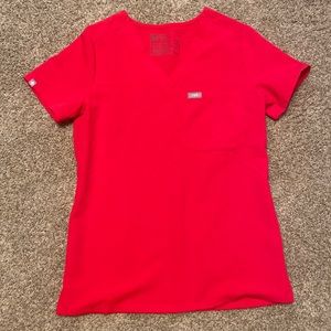 FIGS one pocket scrub top - RED